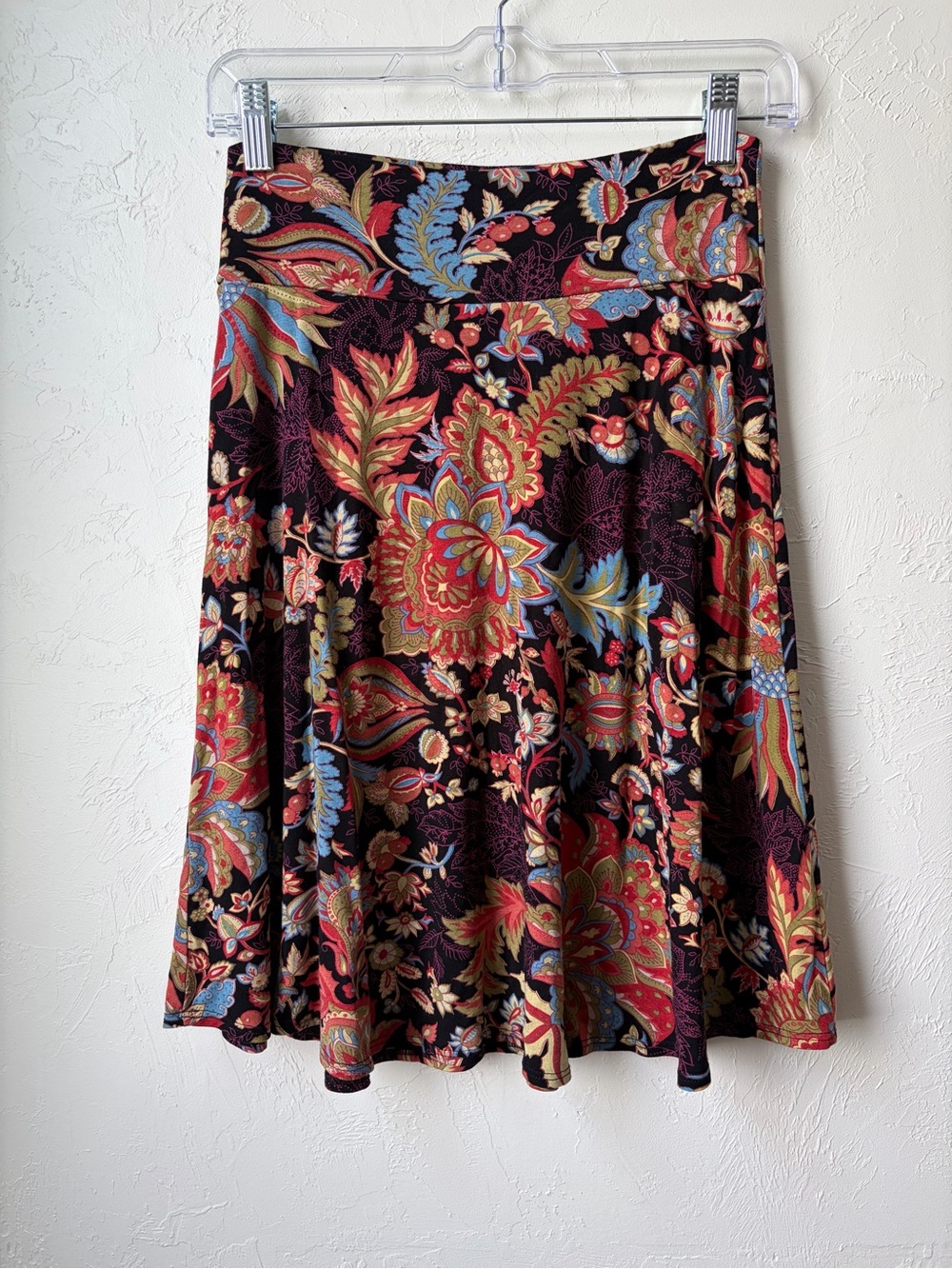 Salaam Black Paisley Floral Full A-Line Skirt Medium - Picture 5 of 7